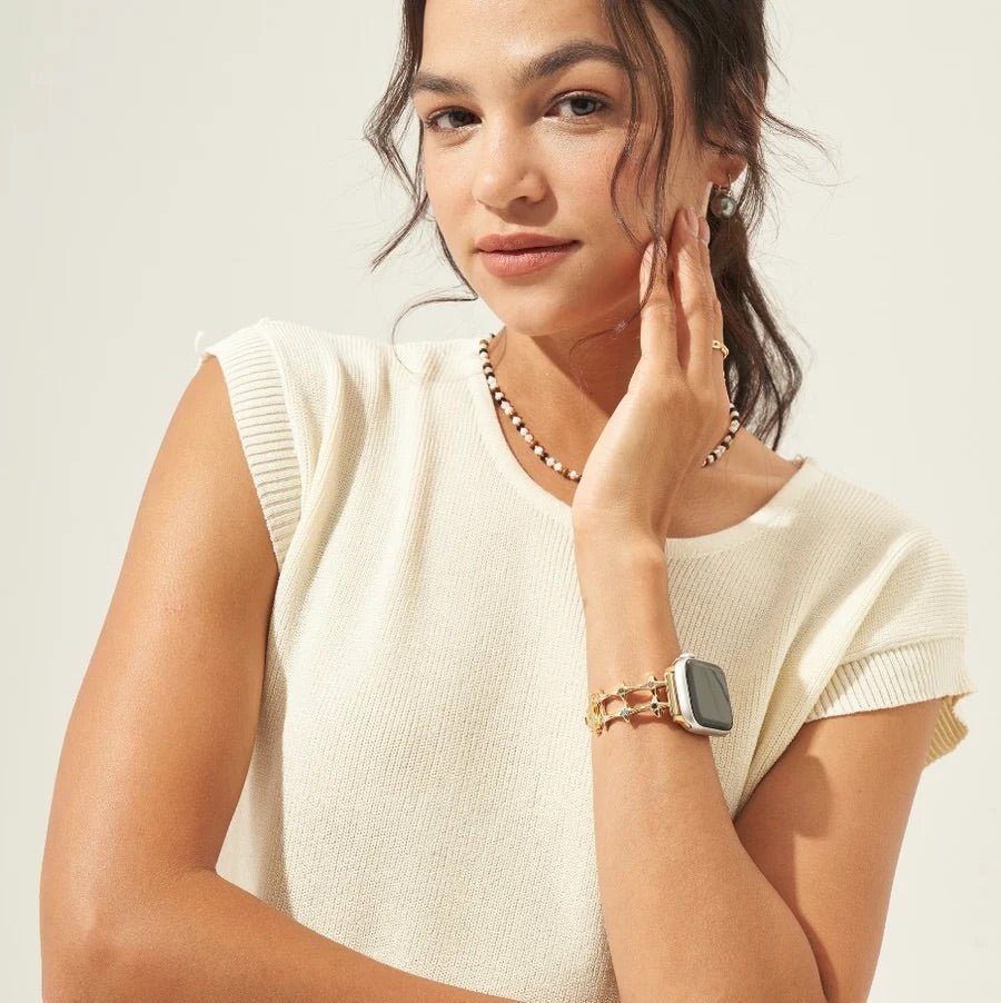 Bracelet Apple Watch étoilé, pour femme, zircons colorés, modèle Érima - La Boutique du Bracelet