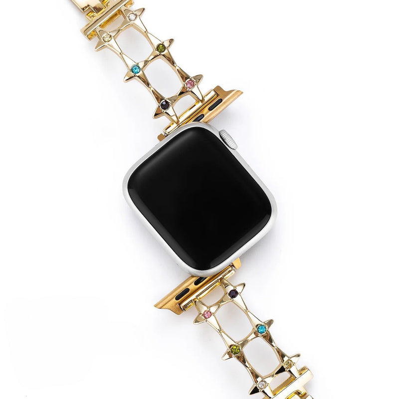 Bracelet Apple Watch étoilé, pour femme, zircons colorés, modèle Érima - La Boutique du Bracelet
