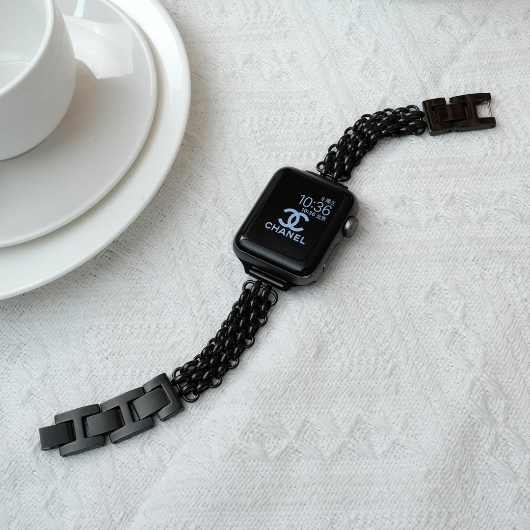 Apple Watch Bracelet for Women, High-Quality Stainless Steel, Interlaced Links, Convenient Clip Clasp, Chic Style, Coranie Model