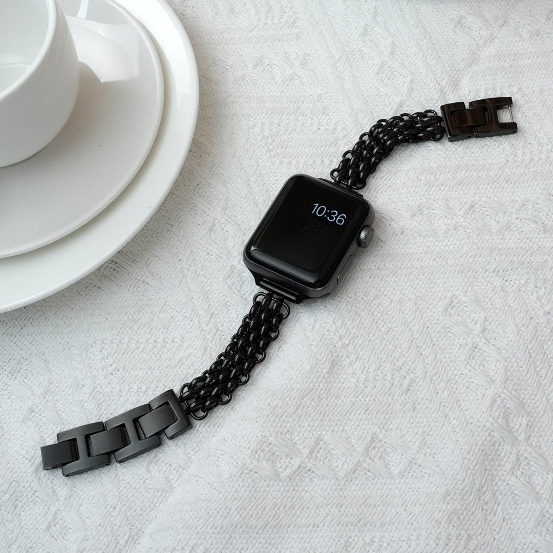 Apple Watch Bracelet in Stainless Steel, Braided Byzantine Mesh, Clasp Fastening, Coranie Model