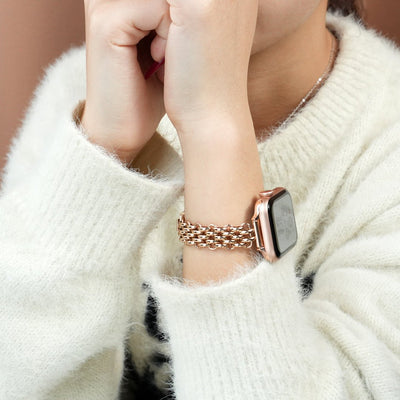 Apple Watch Bracelet in Stainless Steel, Braided Byzantine Mesh, Clasp Fastening, Coranie Model