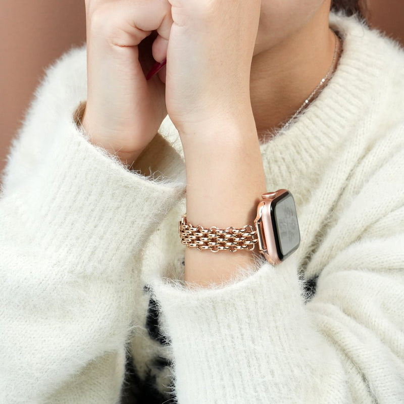 Apple Watch Bracelet for Women, High-Quality Stainless Steel, Interlaced Links, Convenient Clip Clasp, Chic Style, Coranie Model