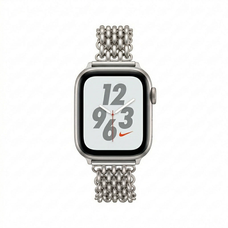 Apple Watch Bracelet for Women, High-Quality Stainless Steel, Interlaced Links, Convenient Clip Clasp, Chic Style, Coranie Model