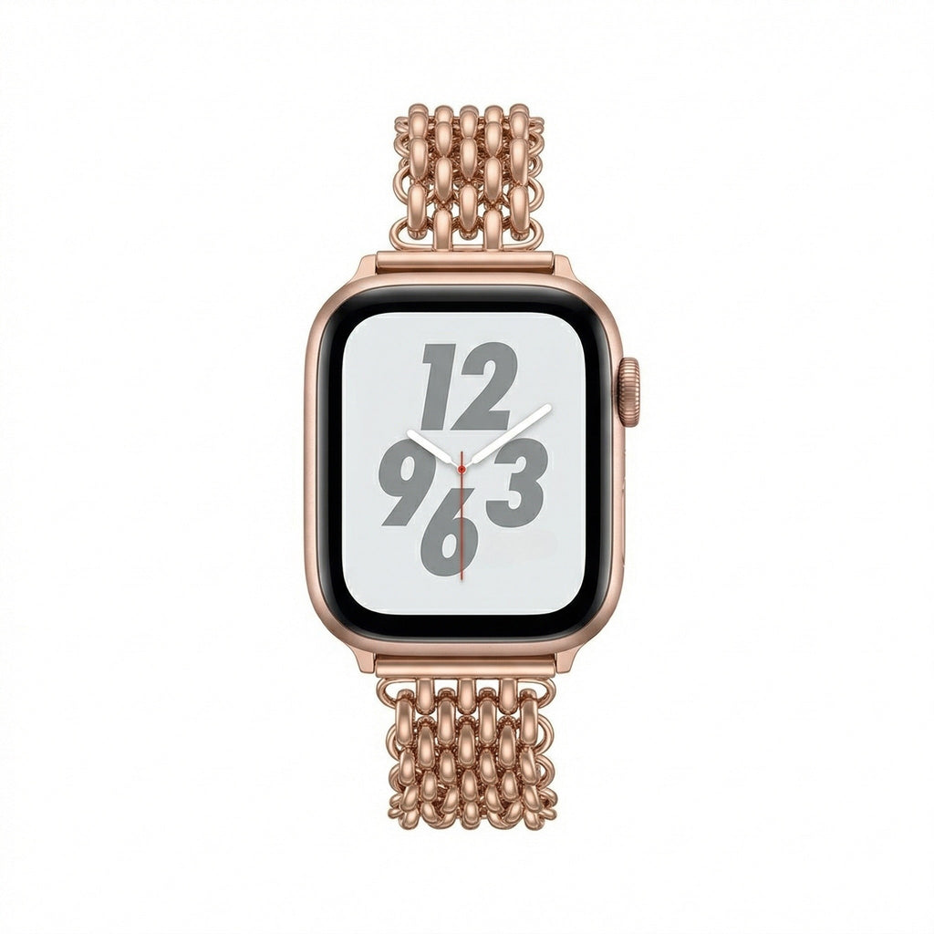 Brățară Apple Watch pentru femei, oțel inoxidabil de înaltă calitate, zale împletite, închizătoare practică cu clips, stil chic, model Coranie