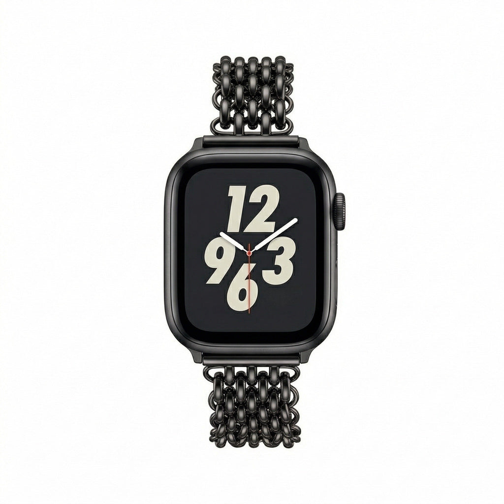 Brățară Apple Watch pentru femei, oțel inoxidabil de înaltă calitate, zale împletite, închizătoare practică cu clips, stil chic, model Coranie