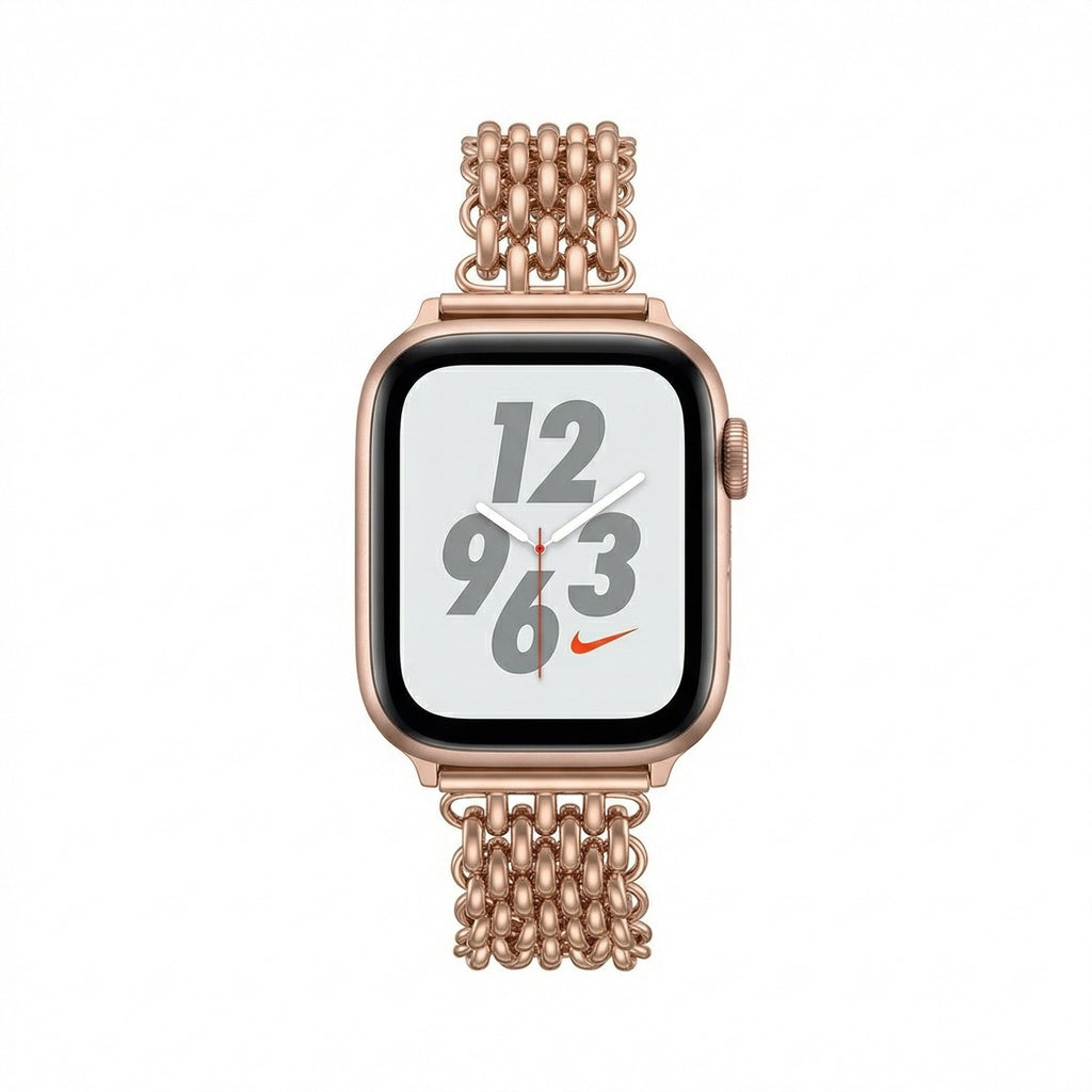 Apple Watch Bracelet for Women, High-Quality Stainless Steel, Interlaced Links, Convenient Clip Clasp, Chic Style, Coranie Model