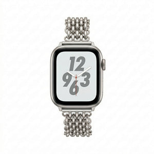 Brățară Apple Watch pentru femei, oțel inoxidabil de înaltă calitate, zale împletite, închizătoare practică cu clips, stil chic, model Coranie