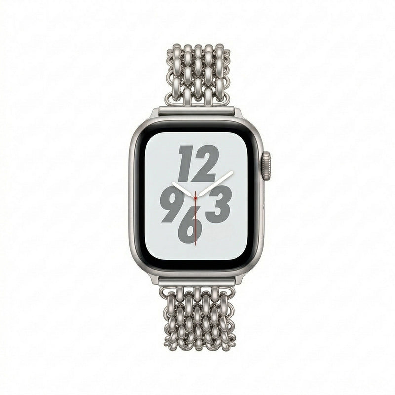 Brățară Apple Watch pentru femei, oțel inoxidabil de înaltă calitate, zale împletite, închizătoare practică cu clips, stil chic, model Coranie