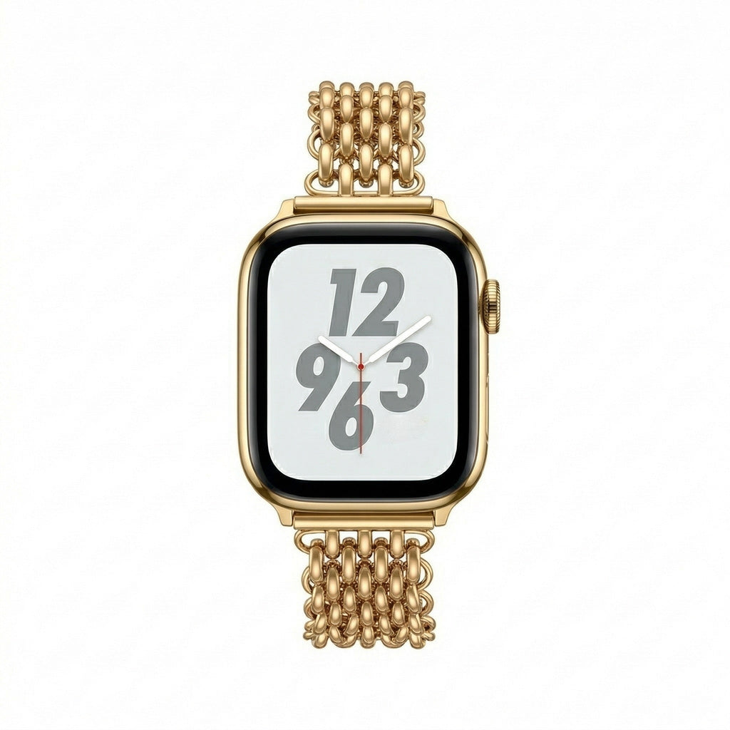 Brățară Apple Watch pentru femei, oțel inoxidabil de înaltă calitate, zale împletite, închizătoare practică cu clips, stil chic, model Coranie