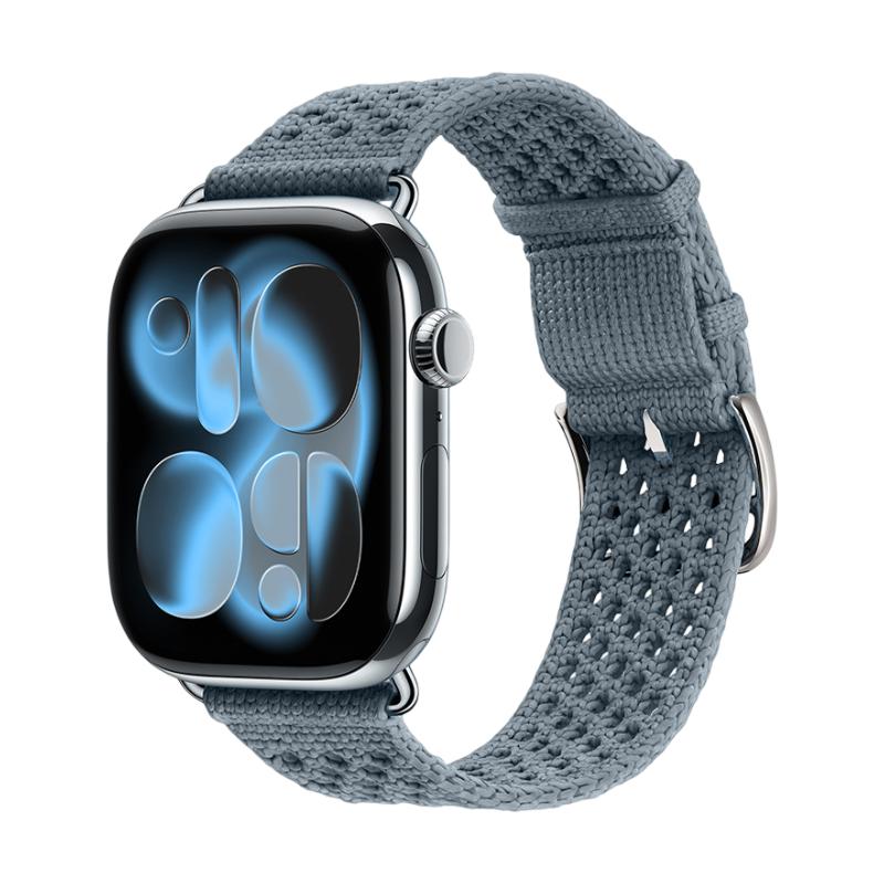 Pulsera para Apple Watch de mujer en nailon trenzado y transpirable, con hebilla de acero inoxidable, compatible con todas las series, disponible en rojo vivo, azul marino, beige y gris pizarra, modelo Urtia