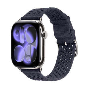 Pulsera para Apple Watch de mujer en nailon trenzado y transpirable, con hebilla de acero inoxidable, compatible con todas las series, disponible en rojo vivo, azul marino, beige y gris pizarra, modelo Urtia
