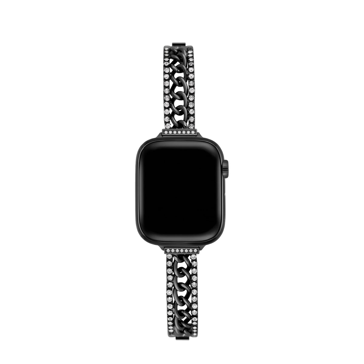 Apple Watch Armband mit doppelter kubanischer Gliederkette und Strass, verstellbare Glieder, für Damen, Modell Kania