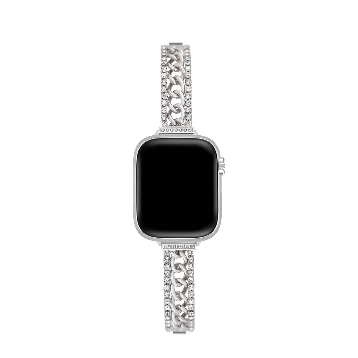 Apple Watch Armband mit doppelter kubanischer Gliederkette und Strass, verstellbare Glieder, für Damen, Modell Kania