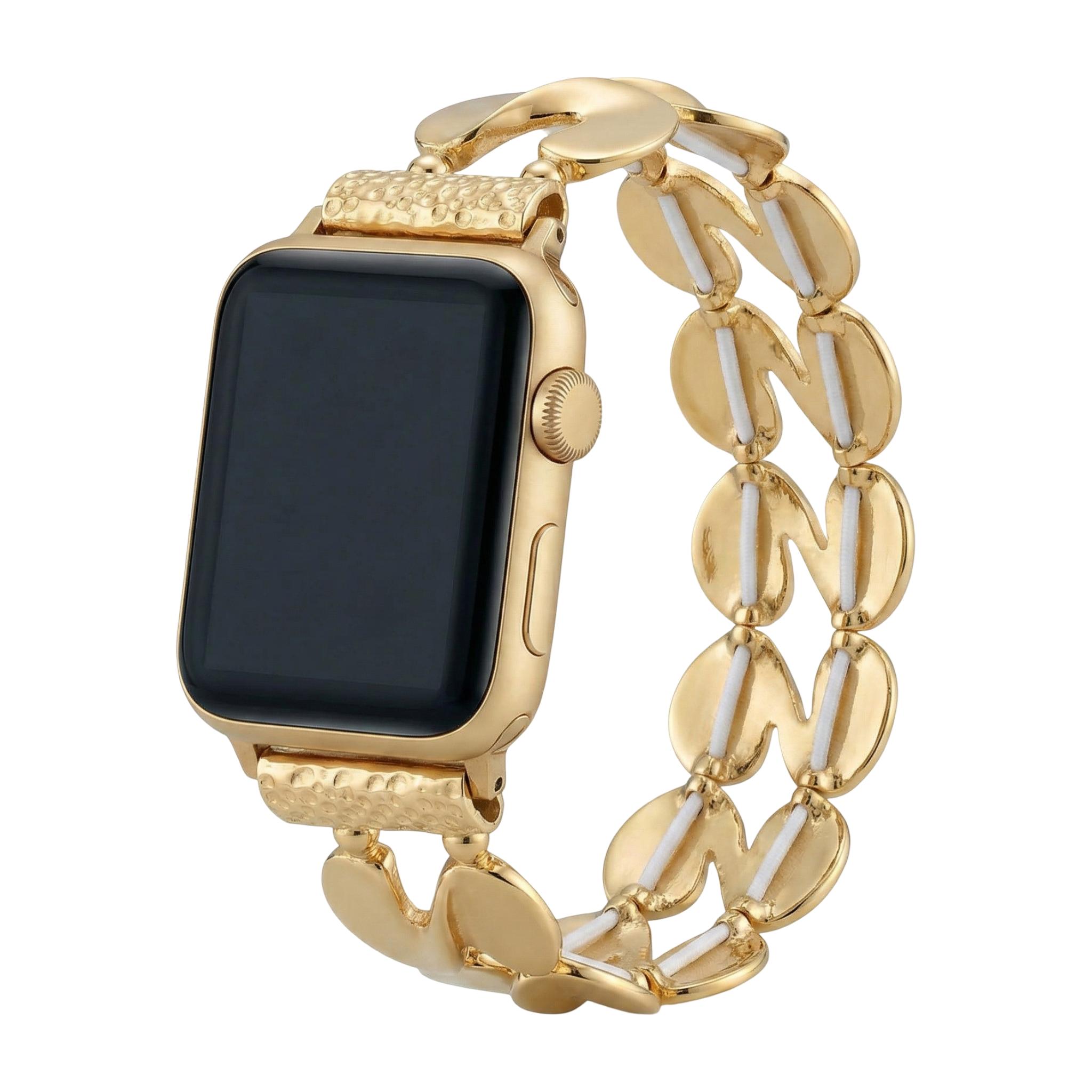 Apple Watch Bracelet for Women, Oval Link Alloy, Comfortable Elastic, Shiny Finish, Elegant Wrist Accessory, Souria Model
