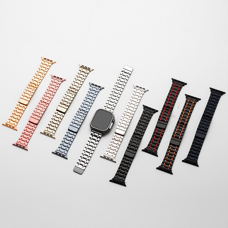 Bracelet Apple Watch magnétique en métal, design élégant à maillons, confort ajustable, modèle Hask