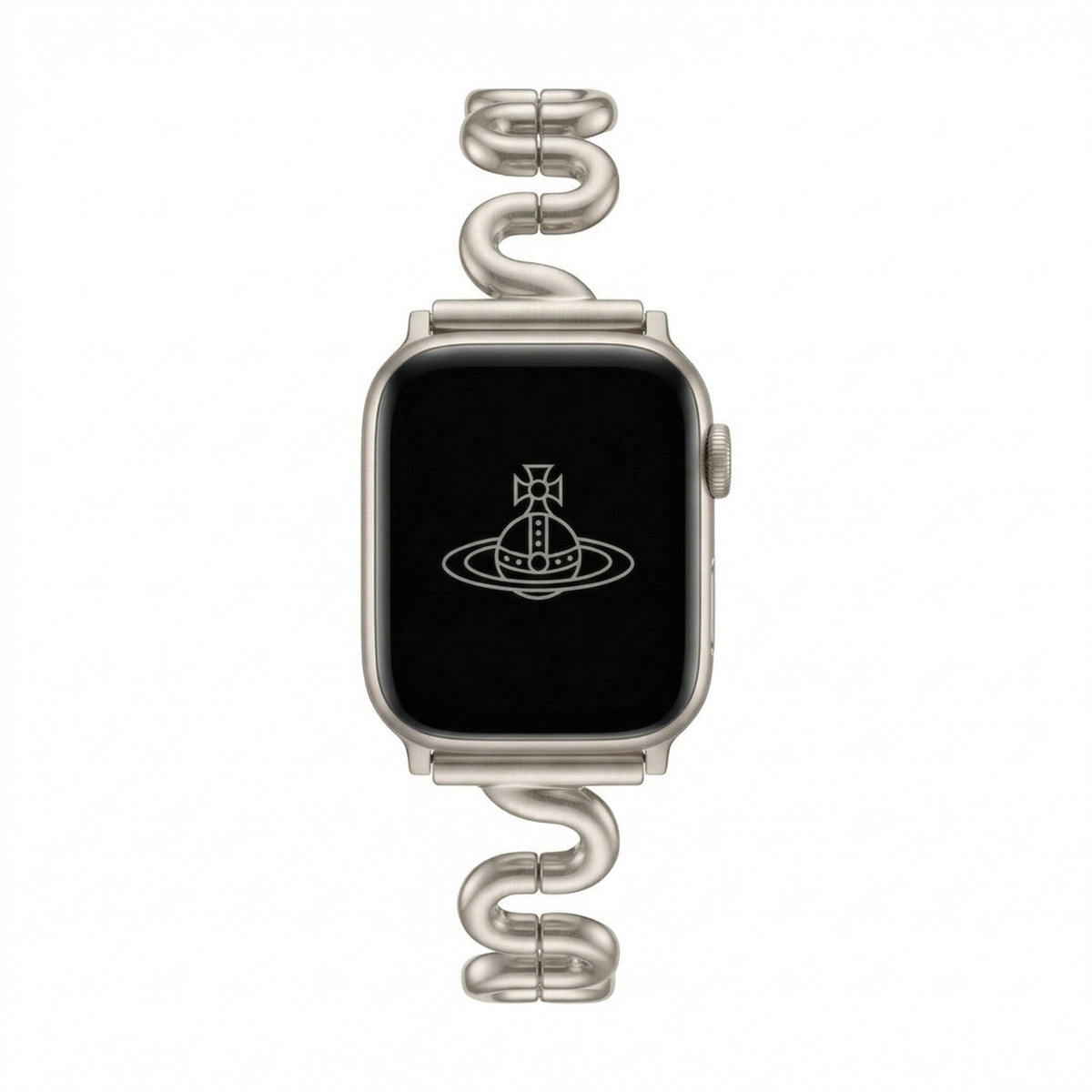 Βραχιόλι Apple Watch με κυματιστή μεταλλική πλέξη, μοντέρνος σχεδιασμός σε σχήμα S, ρυθμιζόμενο κούμπωμα με κουμπί, μοντέλο Sydia