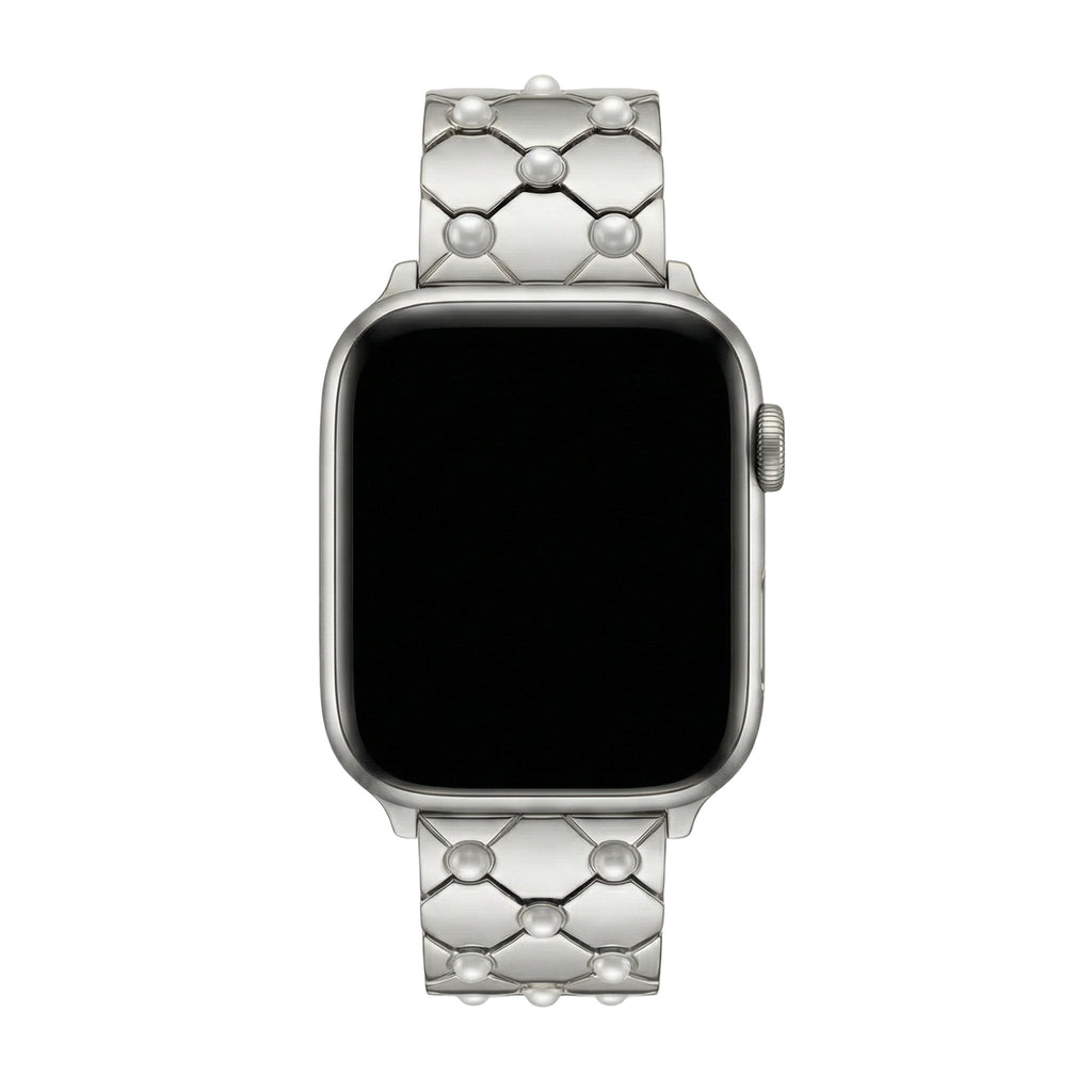 Armband für Apple Watch aus Perlenmetall, elegante geometrische Glieder, edel glänzende Oberfläche, Modell Pita