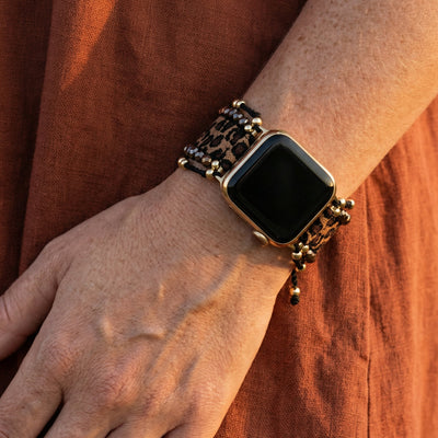 Bracelet Apple Watch, motif léopard, pour femme, modèle Cira
