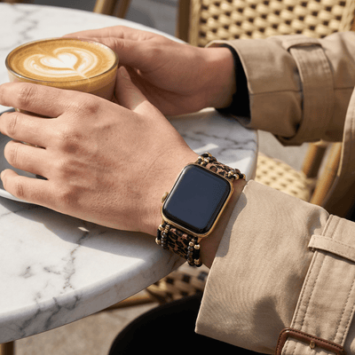 Bracelet Apple Watch, motif léopard, pour femme, modèle Cira