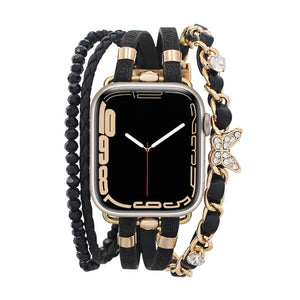 Apple Watch Armband, mehrreihig, verstellbar mit Gliedern und Schmetterlings-Charm, elegant und stilvoll, Modell Zoune