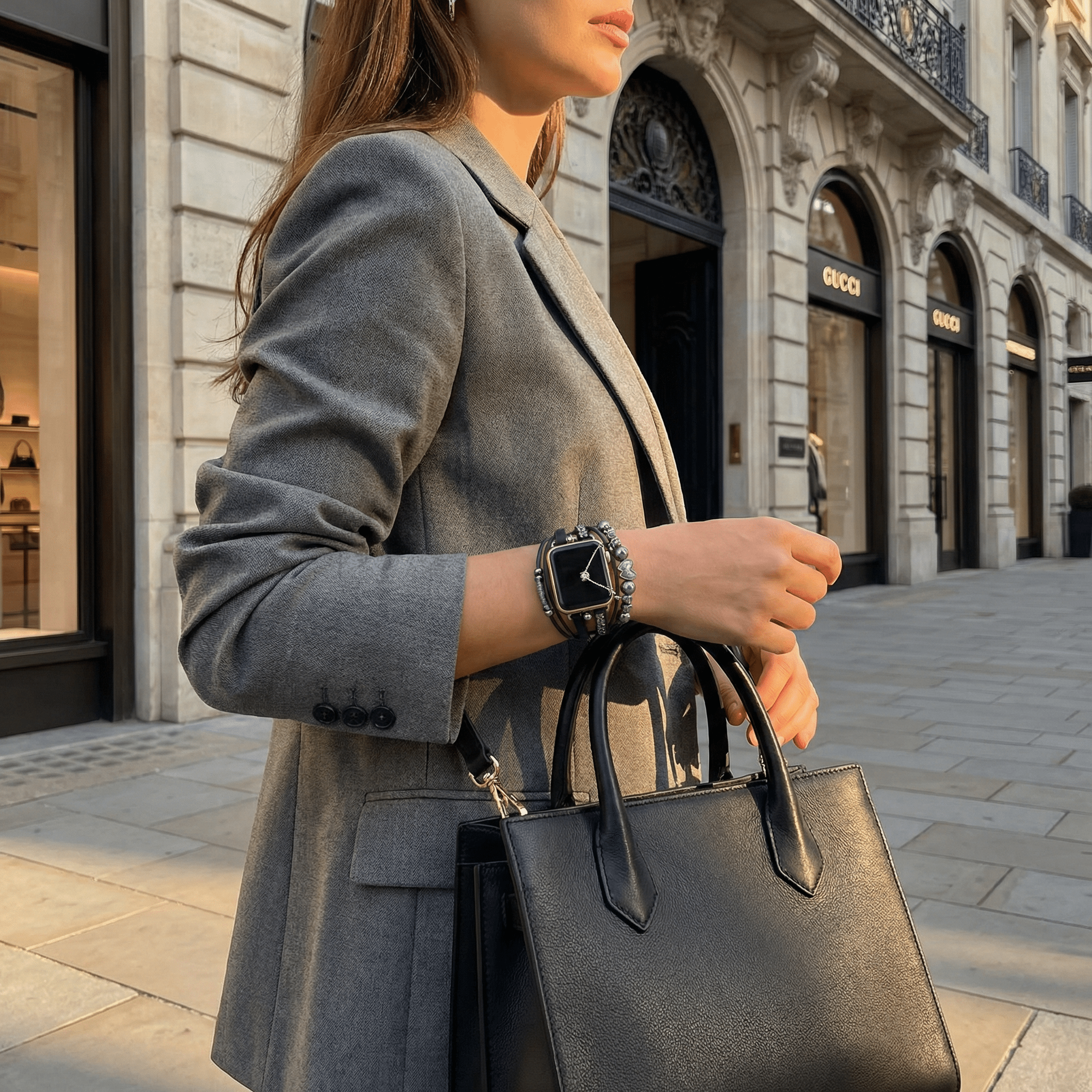 Bracelet Apple Watch, multi-rangs, multi-charms, pour femme, modèle Fidi