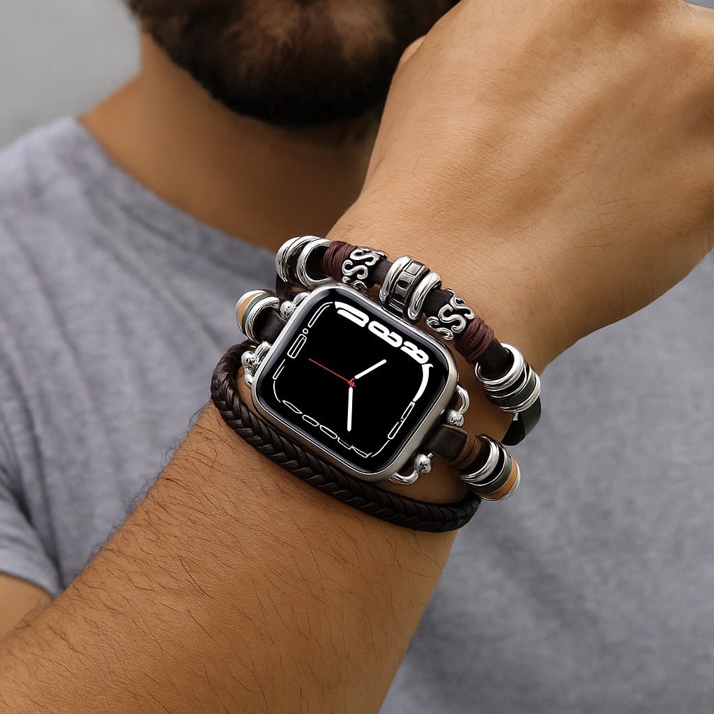 Pulsera para Apple Watch de varias filas, estilo correa trenzada y cue