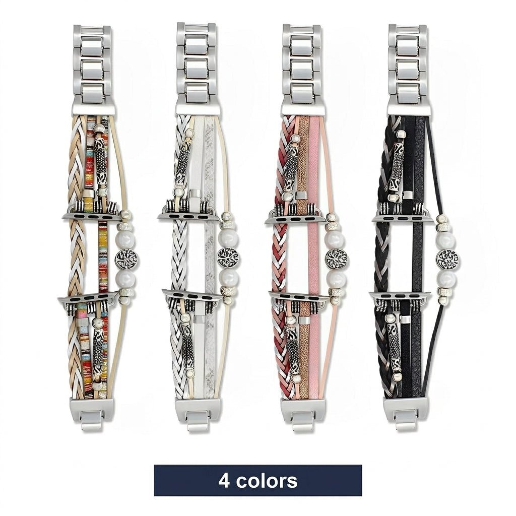Apple Watch Multi-Strand Braided Bracelet, Tree of Life Charm, for Women, Ténecia Model