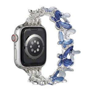Apple Watch Butterfly Bracelet, Women's Elastic Bracelet, Metal Alloy Watch Band, Elegant Wrist Jewelry, Smartwatch Accessory, Marjorie Model