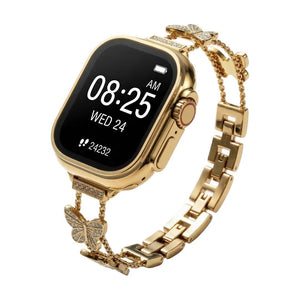 Bracelet Apple Watch papillon zircon, bracelet montre en alliage métallique avec papillon scintillant, modèle Rinoure