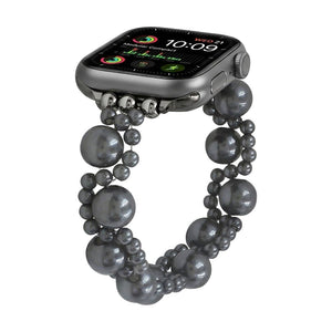 Bracelet Apple Watch perles blanches élastique, bijou élégant, style raffiné et féminin, modèle Perline