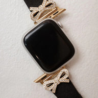 Bracelet Apple Watch, pour femme, chic en cuir, ruban à strass, modèle Ravia - La Boutique du Bracelet