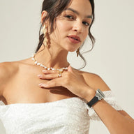 Bracelet Apple Watch, pour femme, chic en cuir, ruban à strass, modèle Ravia - La Boutique du Bracelet