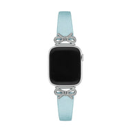 Bracelet Apple Watch, pour femme, chic en cuir, ruban à strass, modèle Ravia - La Boutique du Bracelet