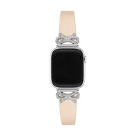 Bracelet Apple Watch, pour femme, chic en cuir, ruban à strass, modèle Ravia - La Boutique du Bracelet