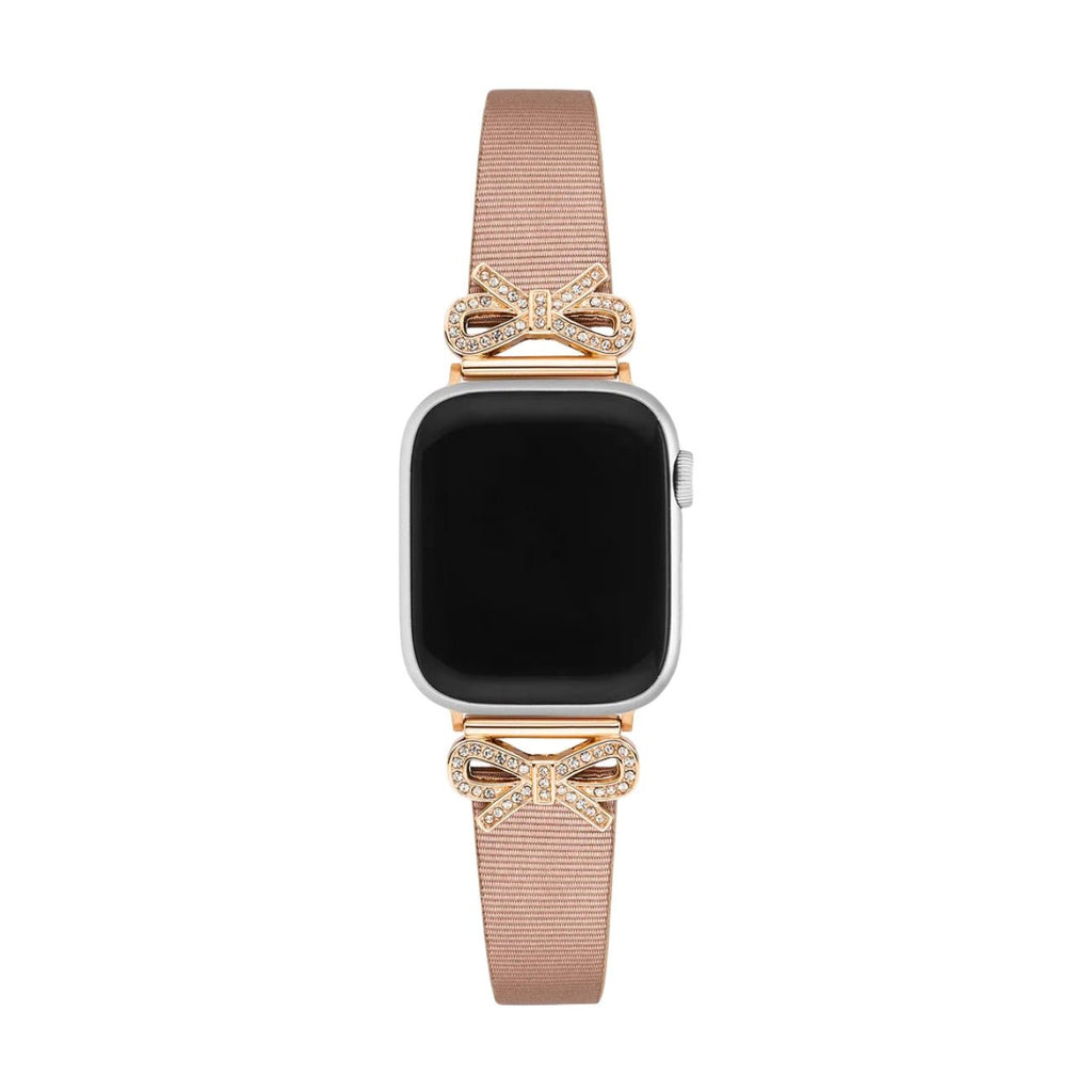 Bracelet Apple Watch, pour femme, chic en cuir, ruban à strass, modèle Ravia - La Boutique du Bracelet