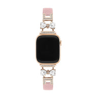 Bracelet Apple Watch, pour femme, chic en cuir, ruban à strass scintillant, modèle Bellita - La Boutique du Bracelet