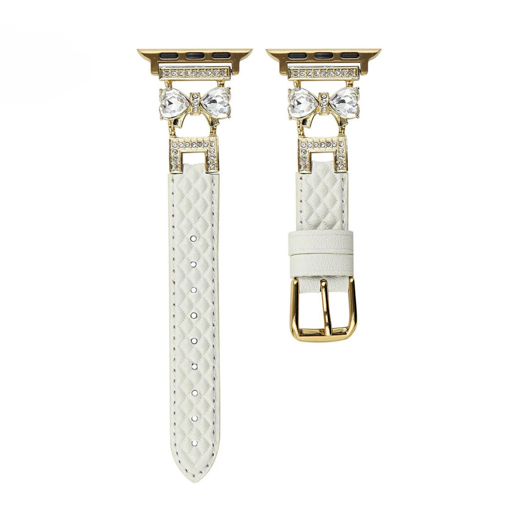 Bracelet Apple Watch, pour femme, chic en cuir, ruban à strass scintillant, modèle Bellita - La Boutique du Bracelet