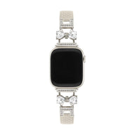 Bracelet Apple Watch, pour femme, chic en cuir, ruban à strass scintillant, modèle Bellita - La Boutique du Bracelet