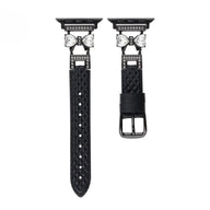 Bracelet Apple Watch, pour femme, chic en cuir, ruban à strass scintillant, modèle Bellita - La Boutique du Bracelet
