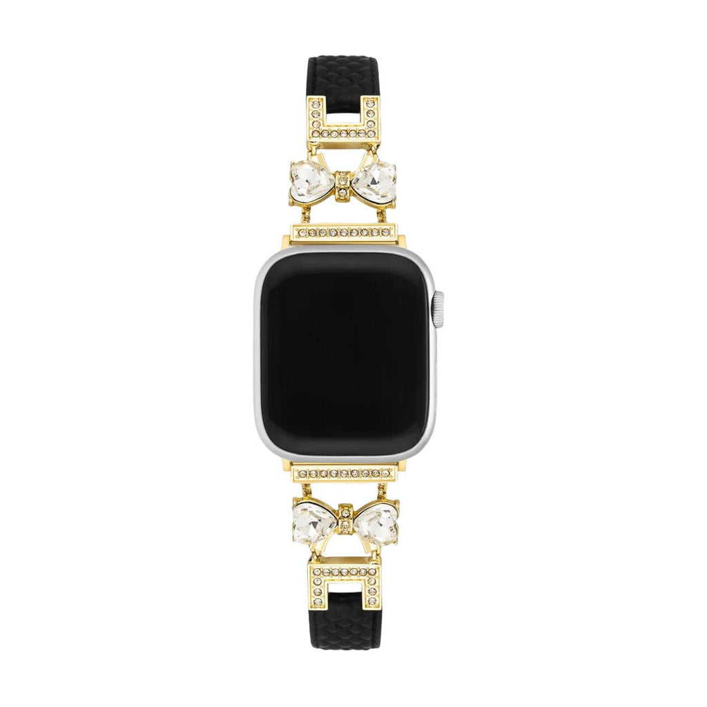 Bracelet Apple Watch, pour femme, chic en cuir, ruban à strass scintillant, modèle Bellita - La Boutique du Bracelet
