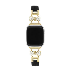 Bracelet Apple Watch, pour femme, chic en cuir, ruban à strass scintillant, modèle Bellita - La Boutique du Bracelet