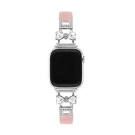 Bracelet Apple Watch, pour femme, chic en cuir, ruban à strass scintillant, modèle Bellita - La Boutique du Bracelet