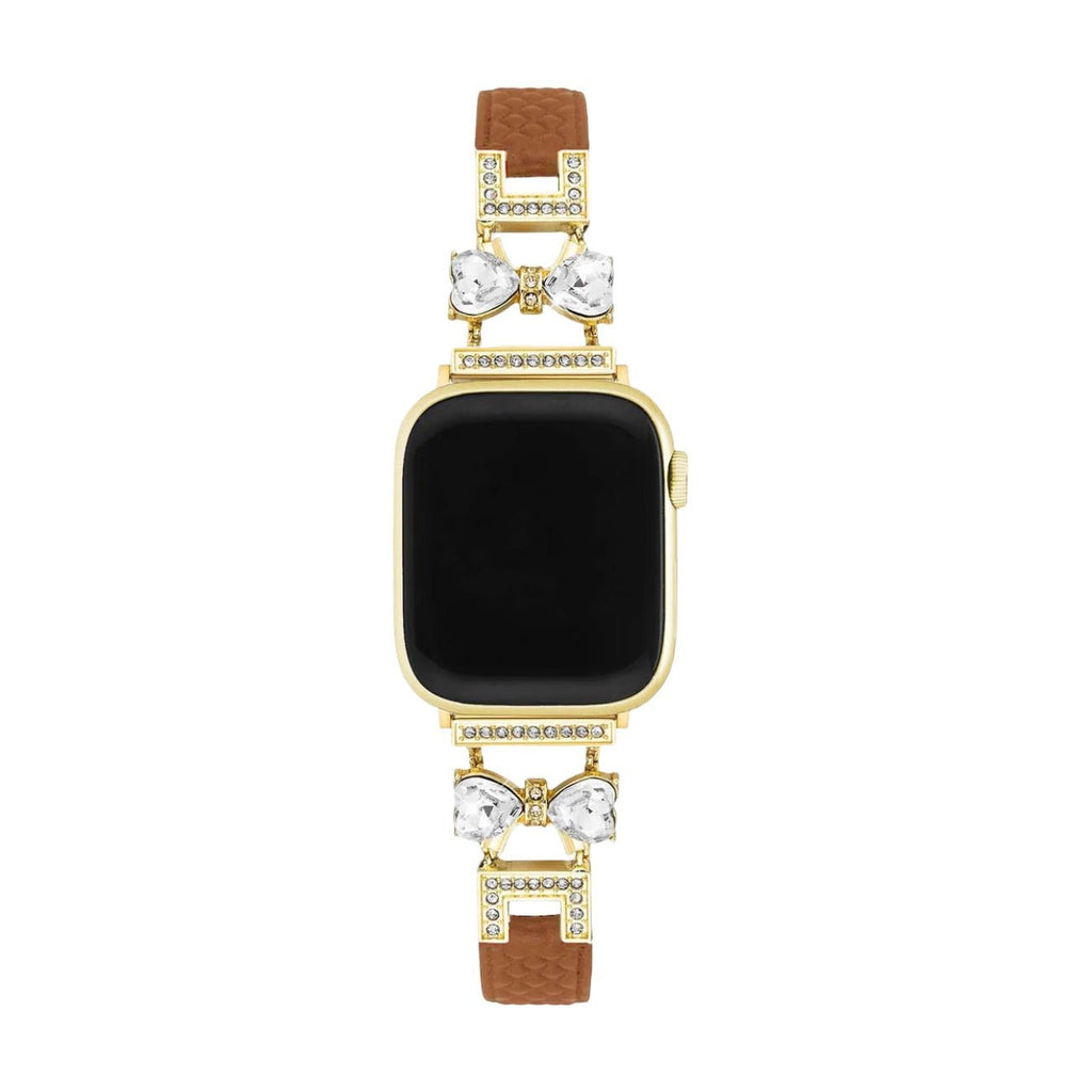 Bracelet Apple Watch, pour femme, chic en cuir, ruban à strass scintillant, modèle Bellita - La Boutique du Bracelet
