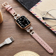 Bracelet Apple Watch, pour femme, chic en cuir, ruban à strass scintillant, modèle Bellita - La Boutique du Bracelet