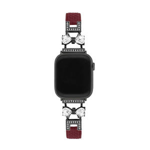 Bracelet Apple Watch, pour femme, chic en cuir, ruban à strass scintillant, modèle Bellita - La Boutique du Bracelet