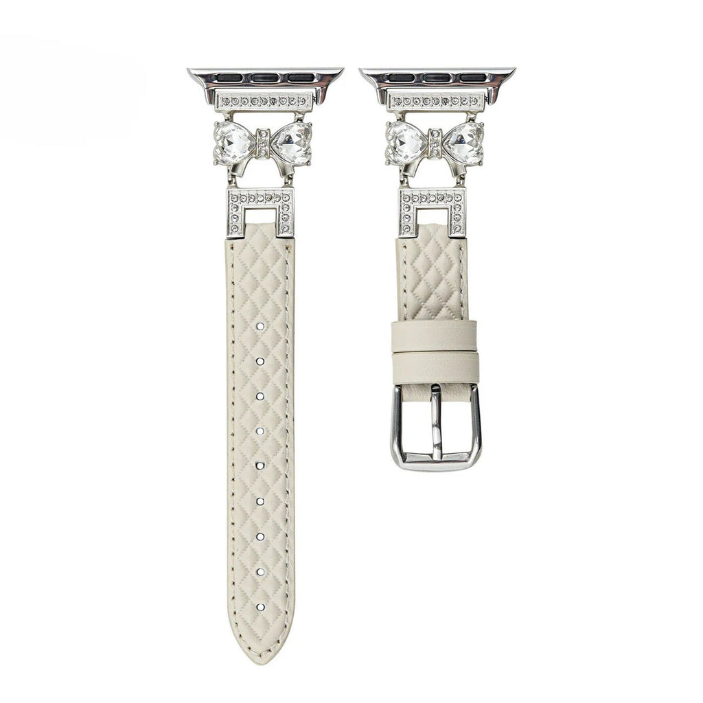 Bracelet Apple Watch, pour femme, chic en cuir, ruban à strass scintillant, modèle Bellita - La Boutique du Bracelet
