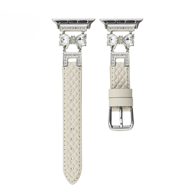 Bracelet Apple Watch, pour femme, chic en cuir, ruban à strass scintillant, modèle Bellita - La Boutique du Bracelet