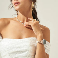 Bracelet Apple Watch, pour femme, cuir et acier inoxydable, papillon moderne, modèle Djibi - La Boutique du Bracelet