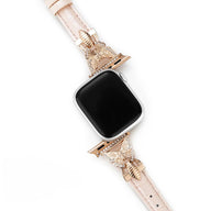 Bracelet Apple Watch, pour femme, cuir et acier inoxydable, papillon moderne, modèle Djibi - La Boutique du Bracelet