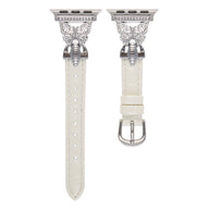 Bracelet Apple Watch, pour femme, cuir et acier inoxydable, papillon moderne, modèle Djibi - La Boutique du Bracelet